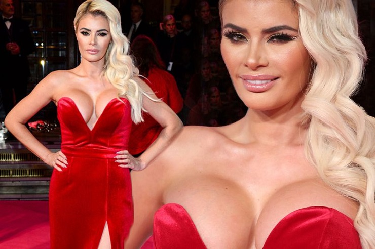 Glamorous Chloe Sims lets her assets lead the way in a booby red dress at ITV Gala