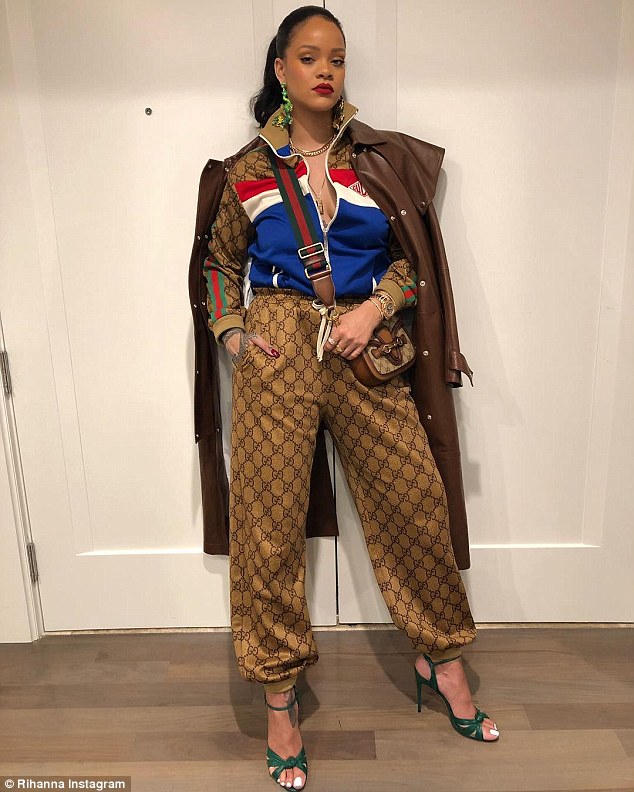 Rihanna nails high fashion as she stuns in a sensational head-to-toe Gucci ensemble for stylish Instagram snap